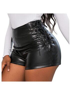 Women's High Waisted Faux Leather Shorts Club Disco Hot Pants